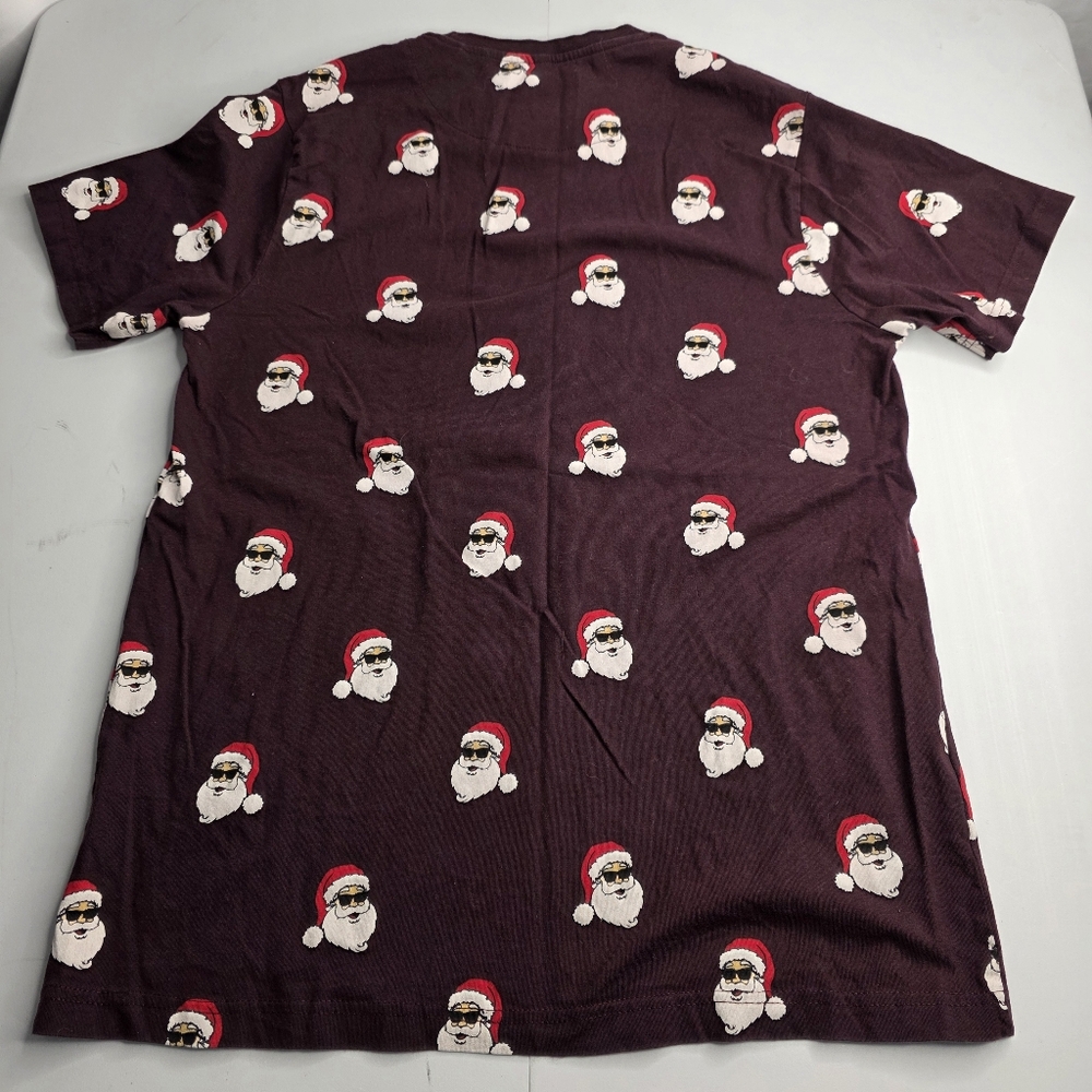 Denim & Flower Santa Print Maroon Men's Shirt Size Large Christmas CH-2132 - Picture 5 of 7